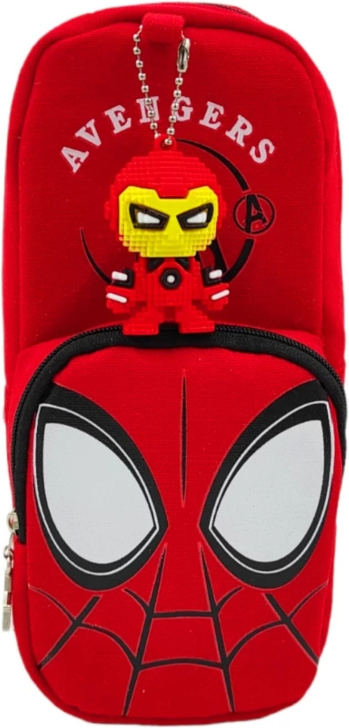 Image of AJSTRUGGLE Spiderman Pencil Pouch for kids geometry Pouch for boys with stationery organizer Art Artificial Leather Pencil Box