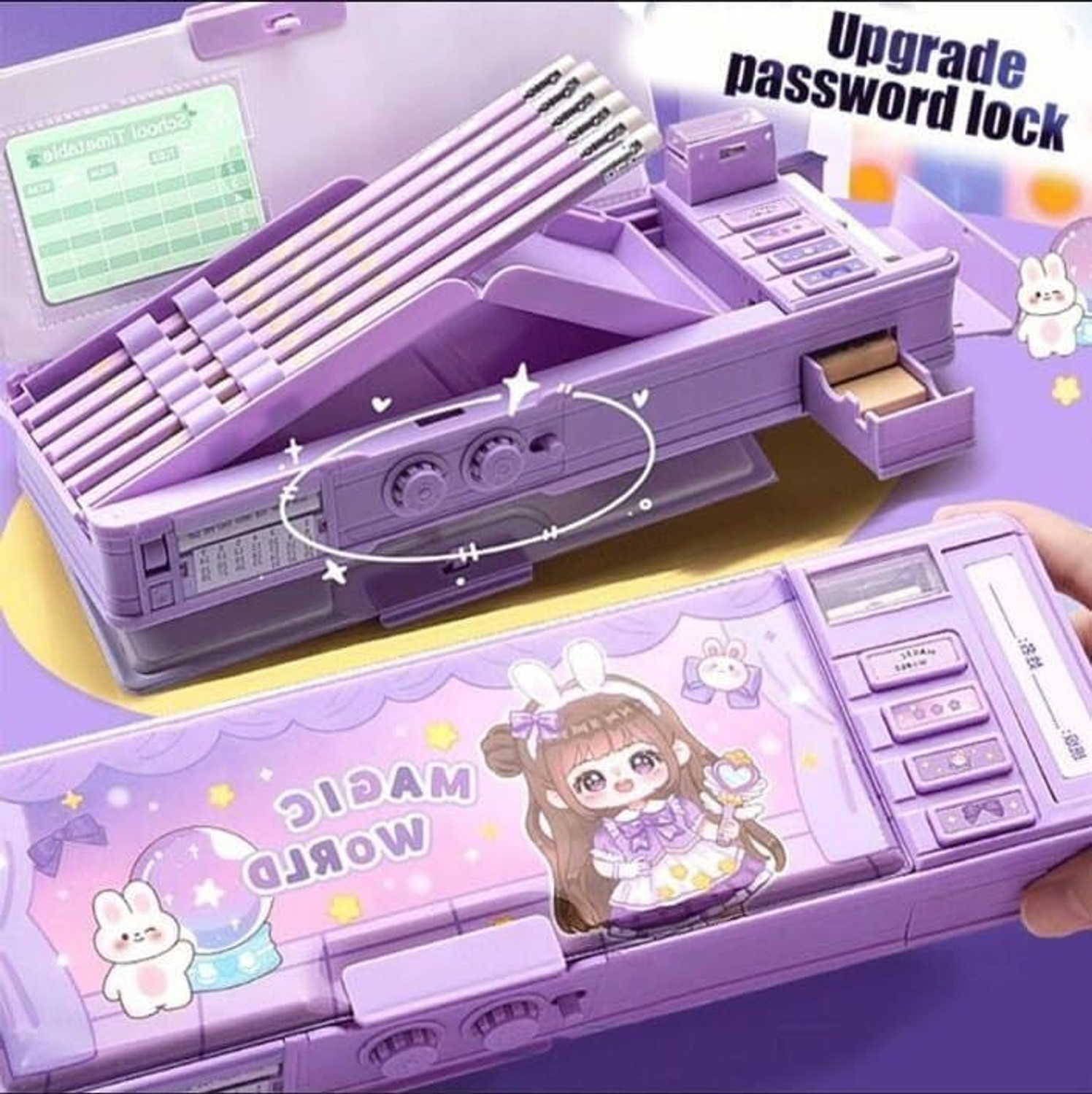 Image of Toys R Us BY FLIPKART HOT SELLING TRENDING FLIPKART RECOMMENDED DOUBLE SIDED POP UP MAGIC WORLD GIRL STATIONERY BOX FOR KIDS SCHOOL GEOMETRY Art Plastic Pencil Box