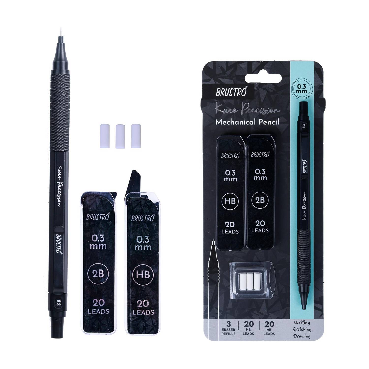 BRuSTRO Kuro Precision Mechanical Pencil|Tip Size-0.3mm Pencil