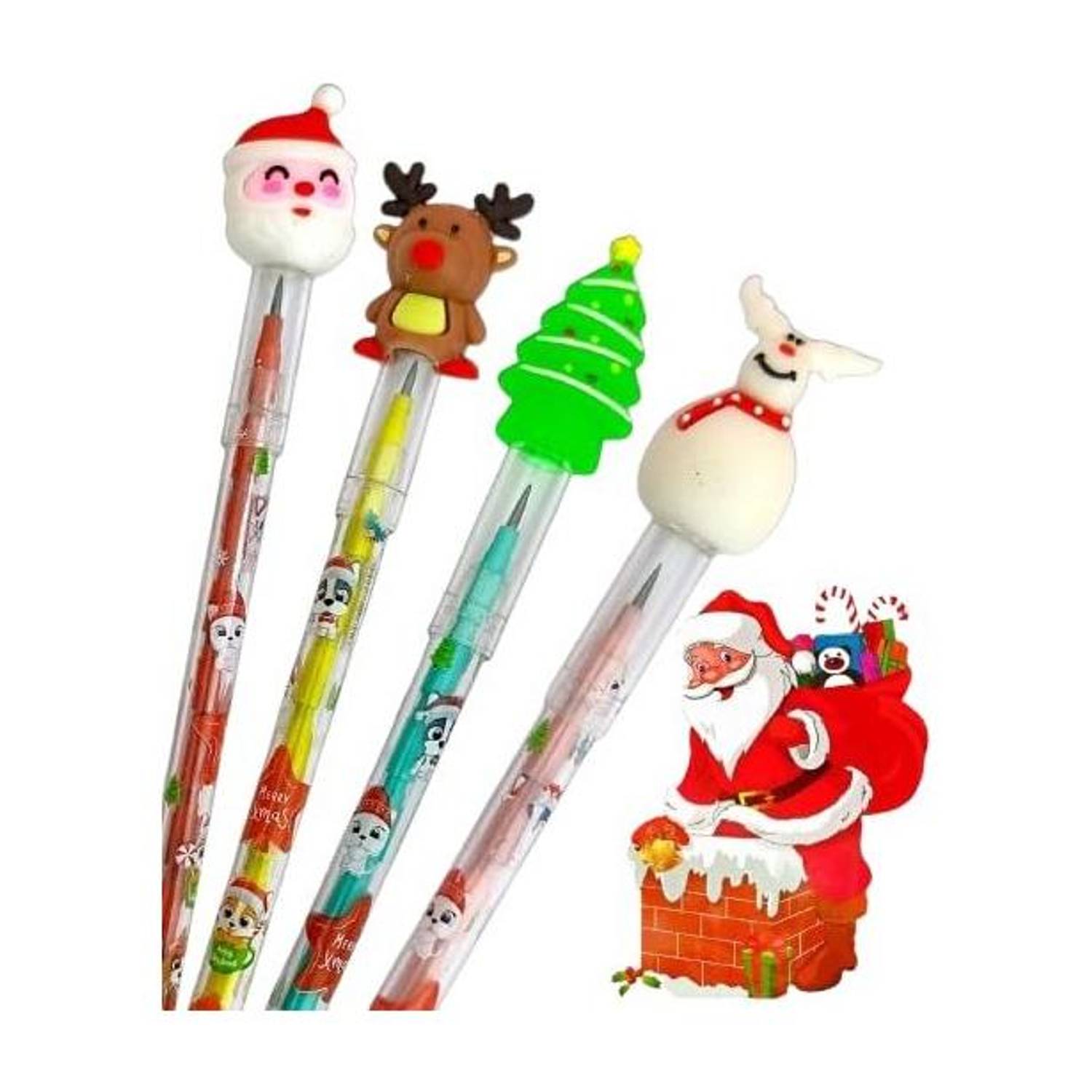 AMYCAUR Stacking Pencil, Christmas Gift for Kids, Santa Claus Gift, Return Gift for Kids Pencil