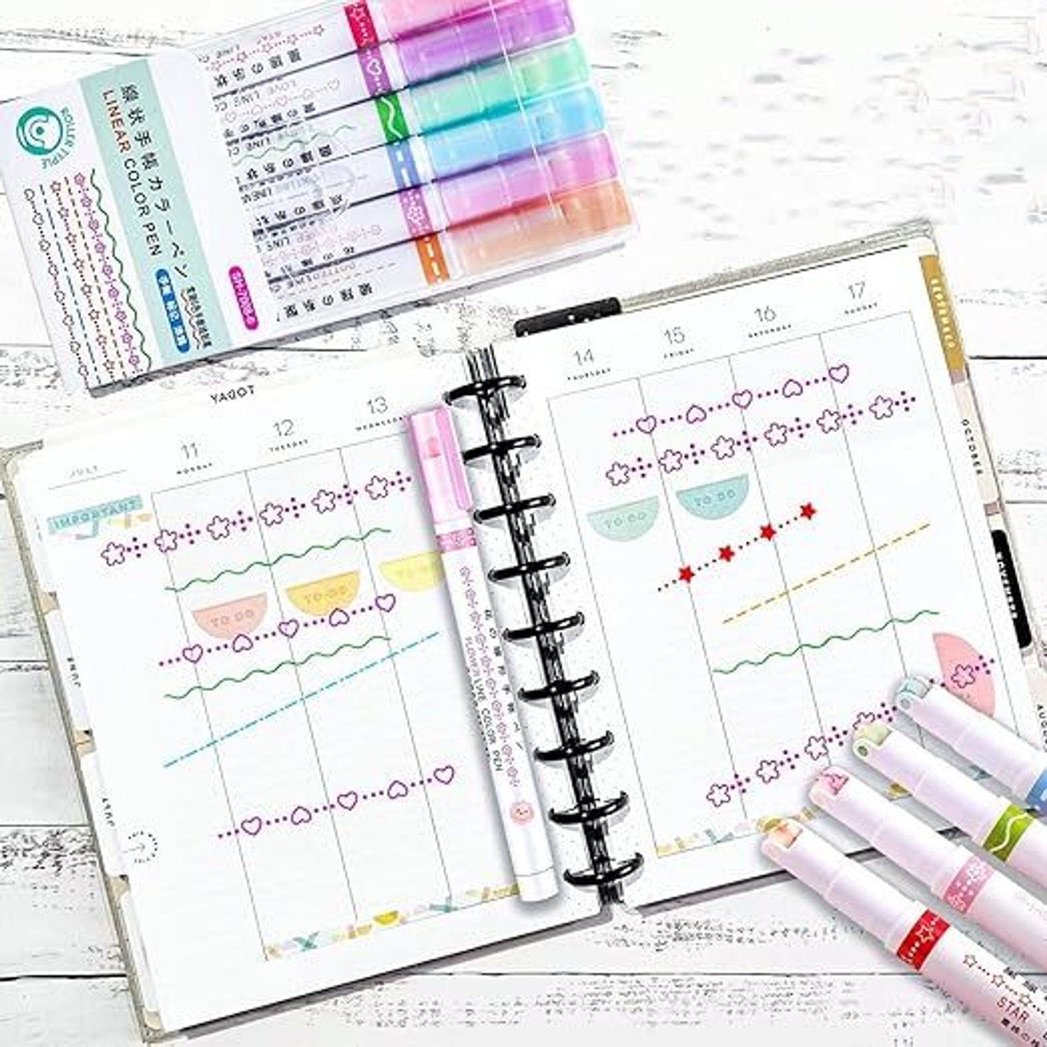 Image of Eclet Curve Highlighter Pen Set - 6 Color Flowing Wing Pens