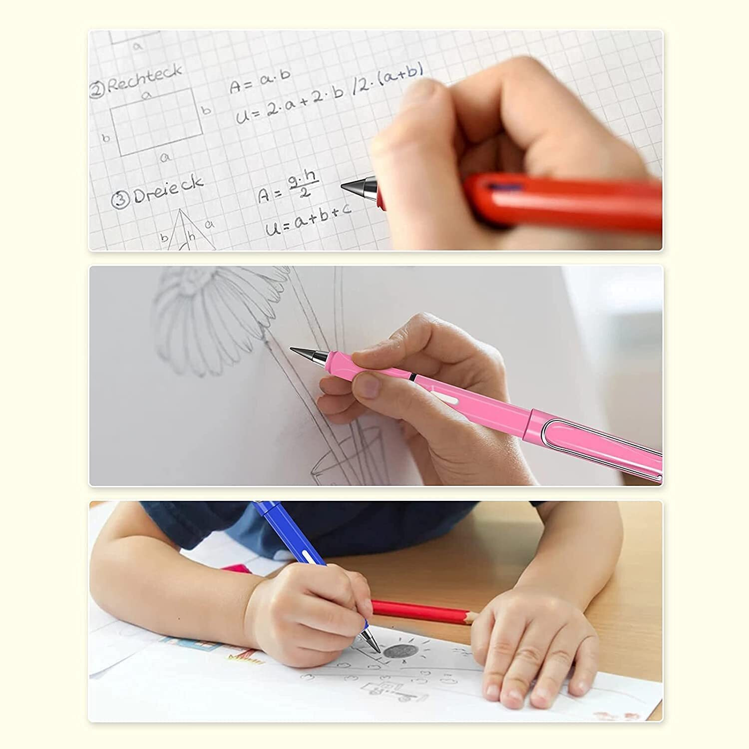 Image of TWINZEN Everlasting Inkless Pencil Set of 2, Infinity Metal Pencil for Kids Writing Pencil