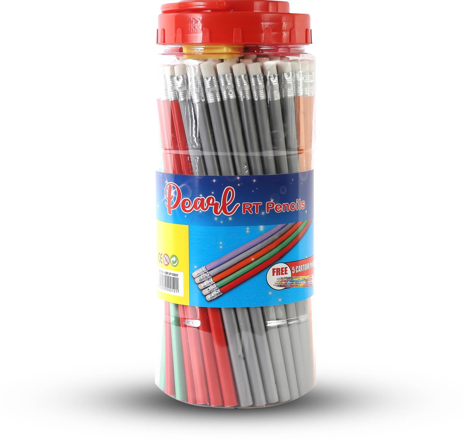 ARTIGGLE Pearl RT HB Rubber Tiped Pencil Jar, Comfortable & Soft In Hands Pencil