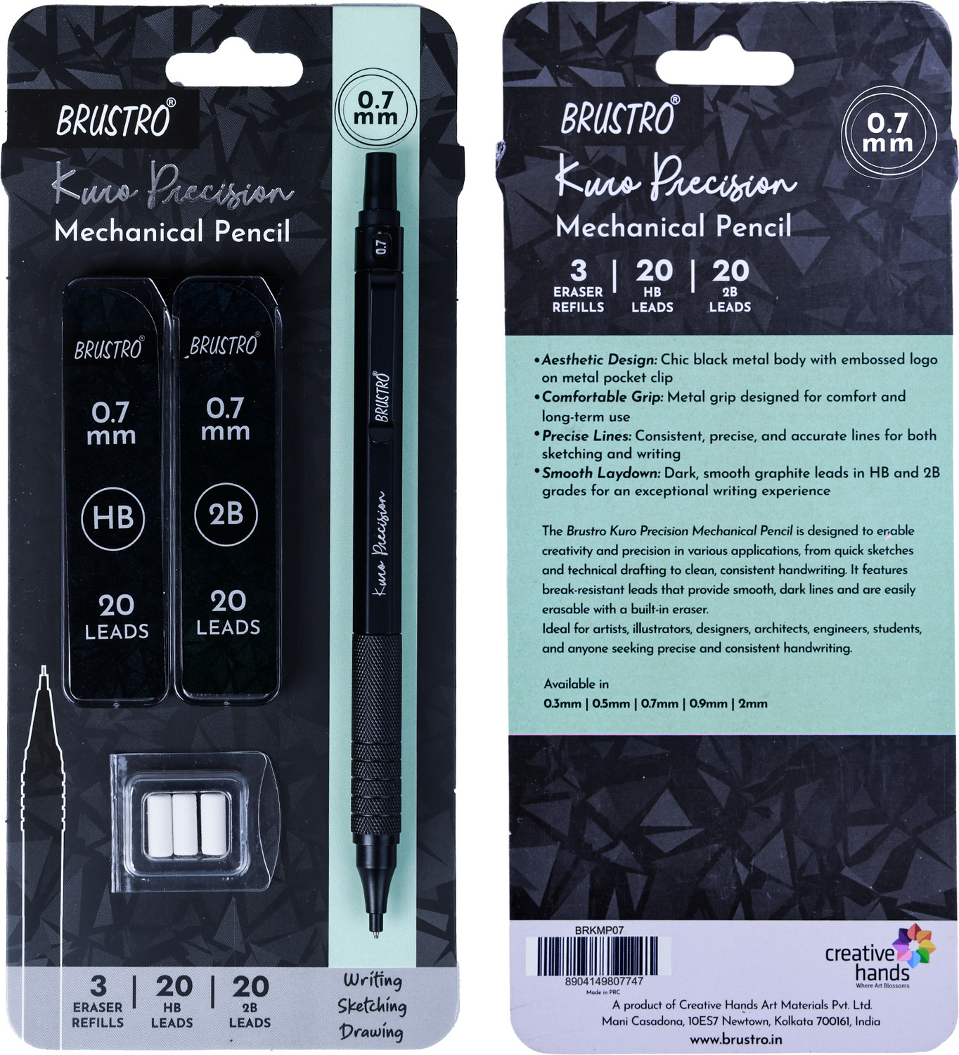 Image of BRuSTRO Kuro Precision Mechanical Pencil|Tip Size-0.7mm Pencil