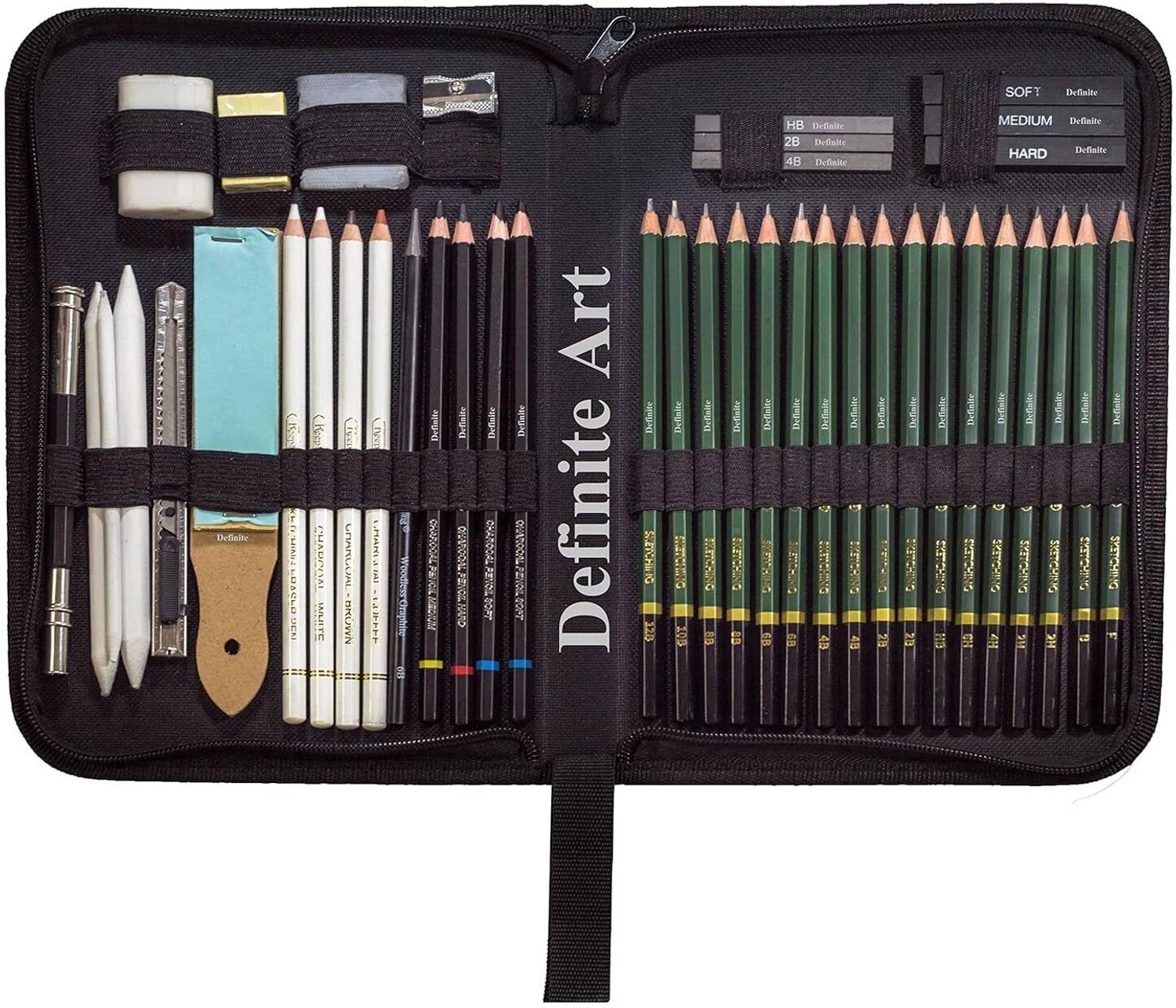 Definite 42-Piece Sketching Art Kit with Zippered Case