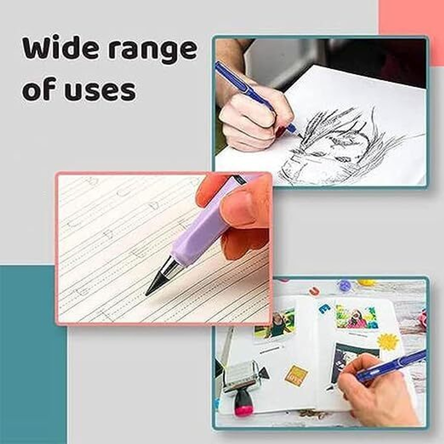 Image of Bright fashion hub 6 Pcs Inkless Pencils Portable Eraser Reusable Unlimited Writing for Kids /Adults Pencil