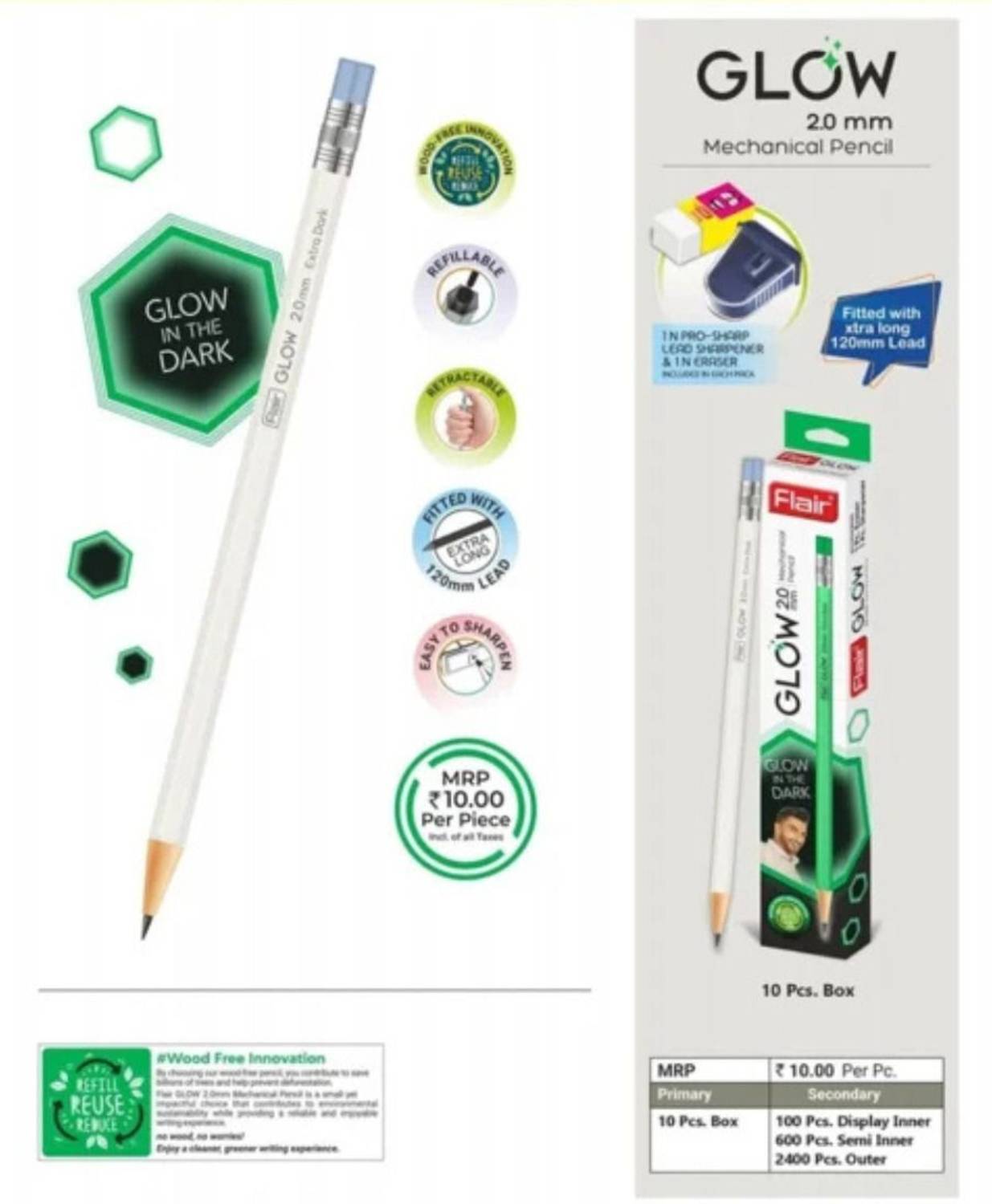 Luna FLAIR GLOW Mechanical Pencil Pack of 10 - Image 4