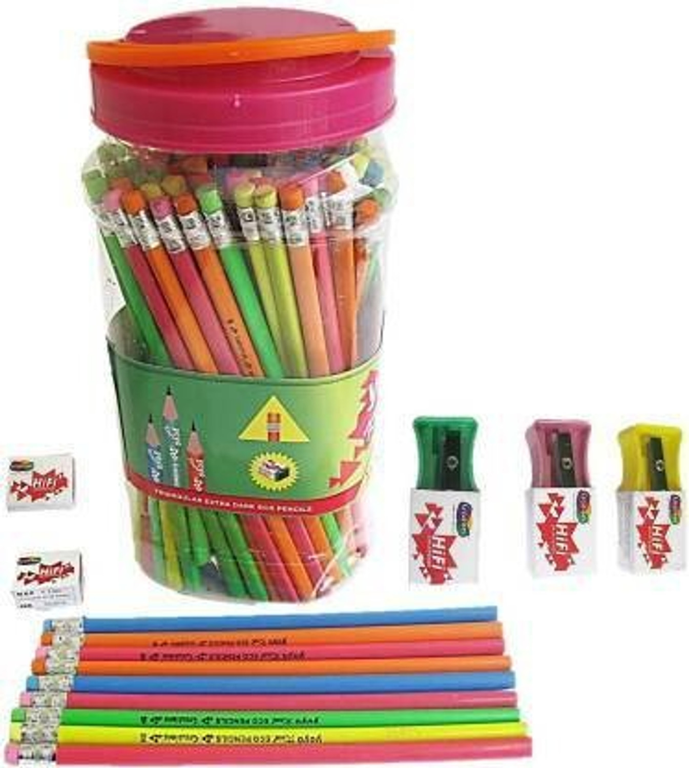 Image of Creations YoYo Kool Triangular Shape Eco Friendly Pencils ( Pack of 100 Pencils jar + 5 Sharpener Pencil