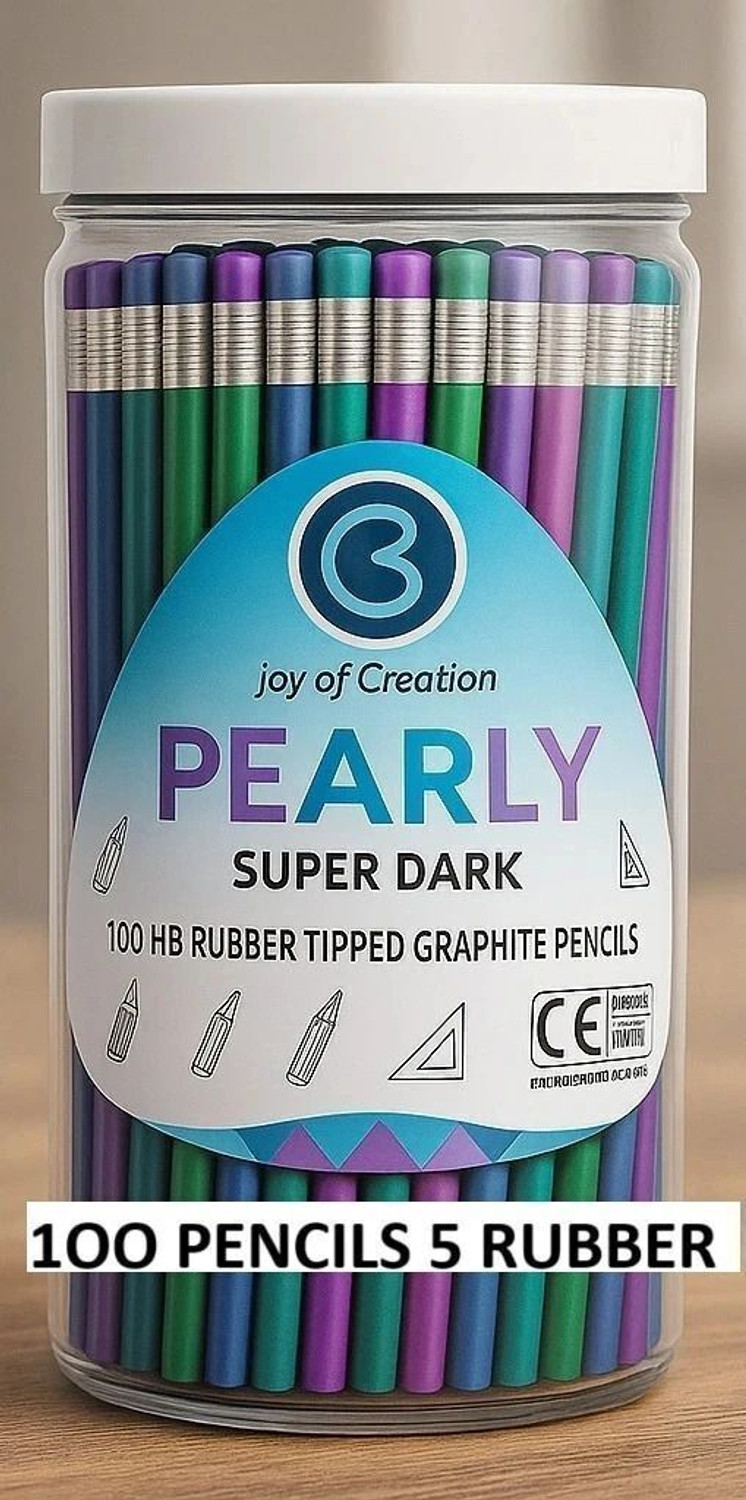 Image of Aahum 100 pencils per box with 5 sharpners Round Shaped Pencil Multicolor Jar Round Shaped Pencil