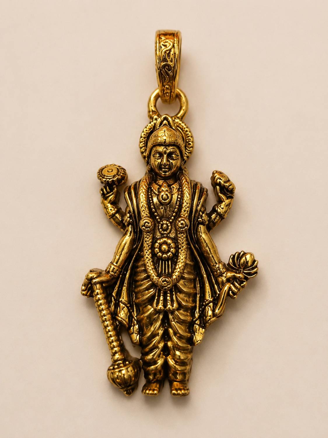 AMRAT NAATH JEWELLERS Vishnu Chakra Gada Pendant Gold-plated Brass