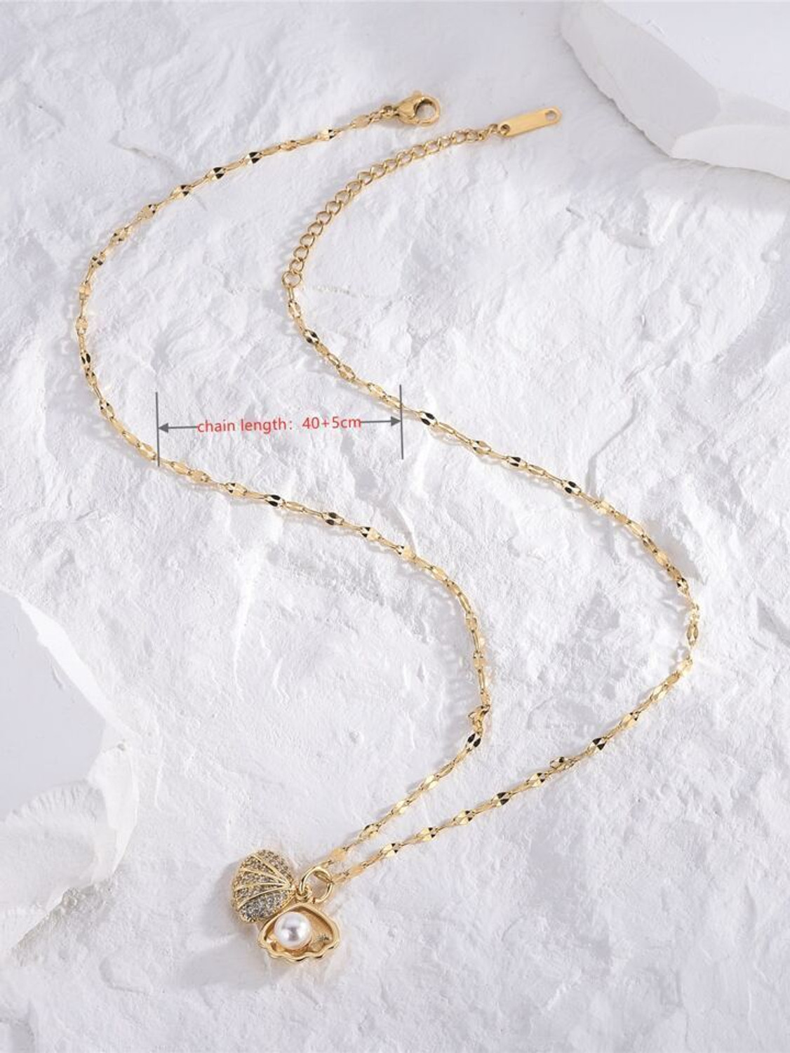 Image of pasu fashion Golden AD Diamond /Nug Stone Moti Beads Pearl Sea Shell Locket Pendant Necklace Gold-plated Stainless Steel Pendant
