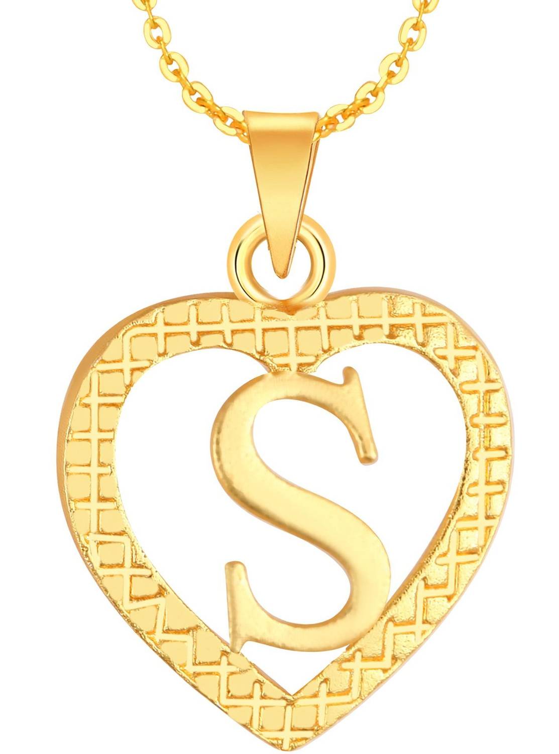 Stylish Jewellery 'S' Letter Heart Pendants for Girls love Gold plated Pendant Gold-plated Brass - Image 1