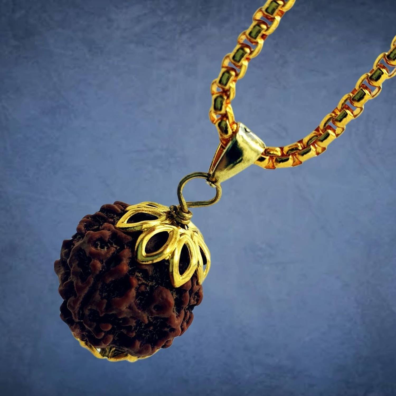 Banke Collection 5 Mukhi Rudraksha Original five Mukhi Rudraksha Gold-plated Beads Brass, Wood Pendant