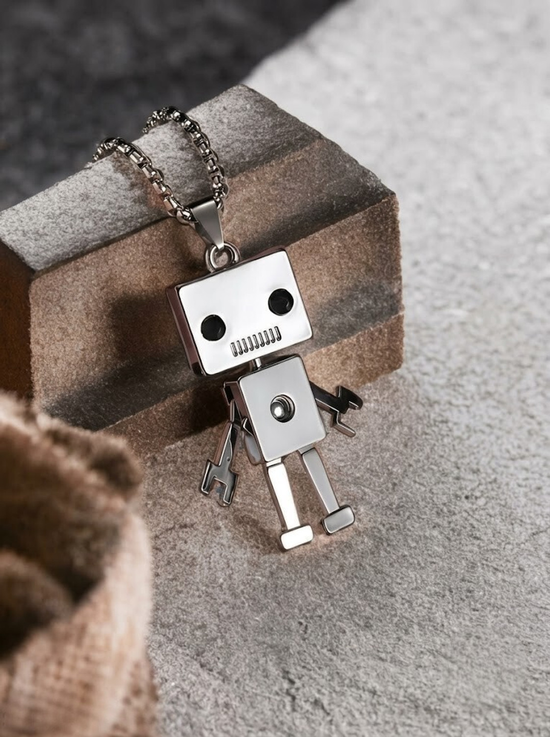 Image of kazare robot locket |men pendant | boys pendant | chain lockets for men Rhodium Alloy Locket Set