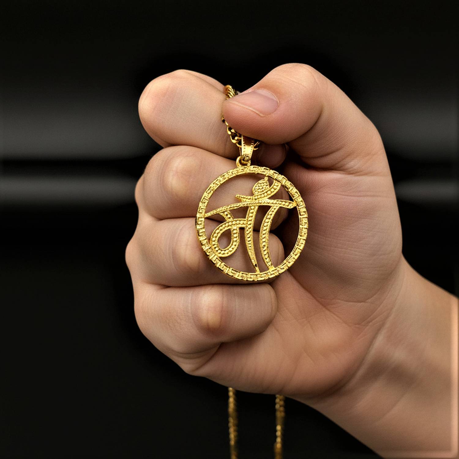 aklina CHARMS Gold Plated Maa Big Design Pendent 3inches size Gold-plated Alloy Locket Set
