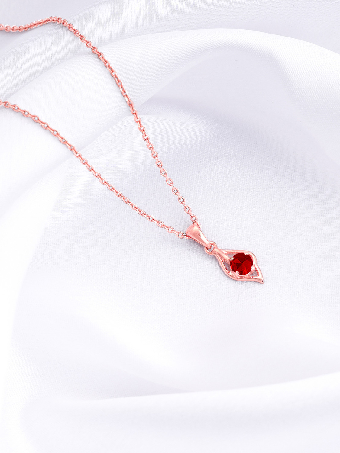 Image of GIVA 925 Silver Rose Gold Dew in Red Pendant |Lifetime Plating|6 Month Warranty Rhodium Zircon Silver Pendant