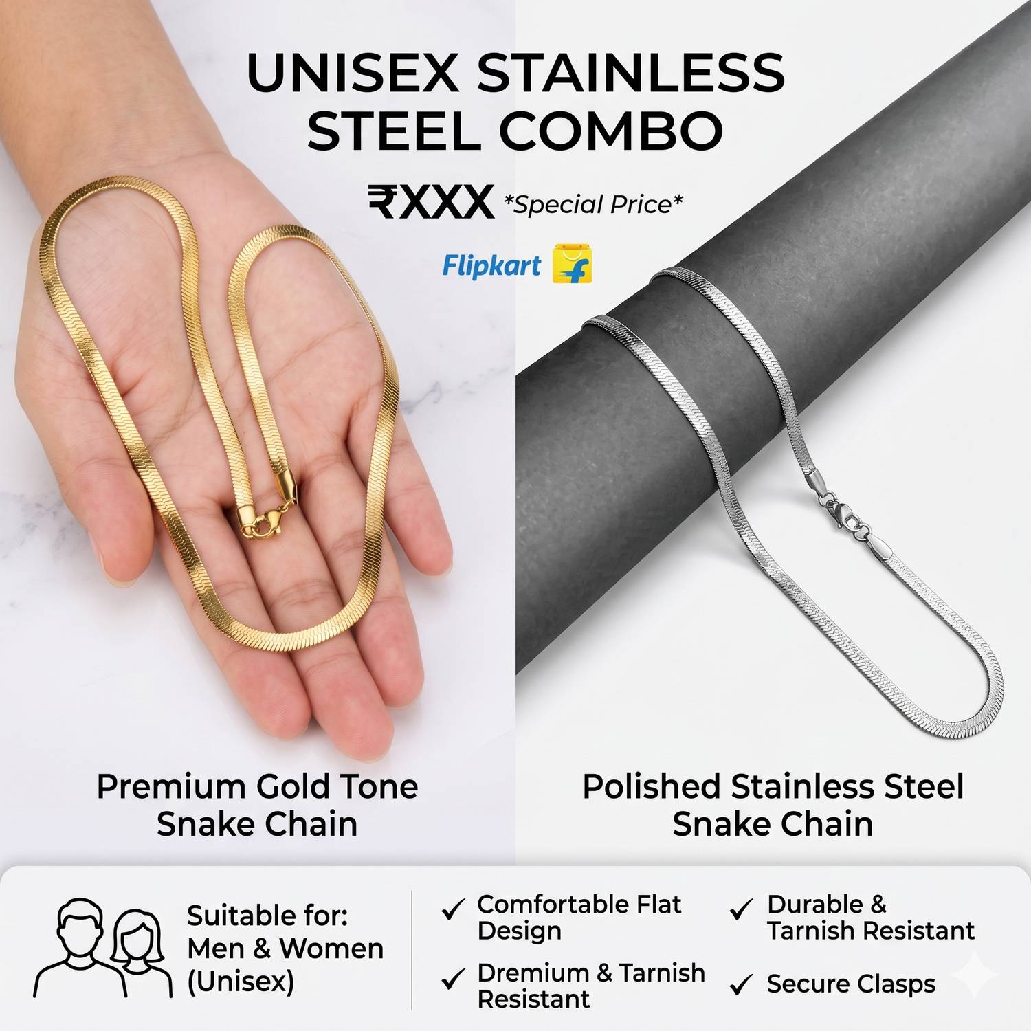 ForlookBeauty FLB Combo Pack - Gold & Silver Chains - Image 3