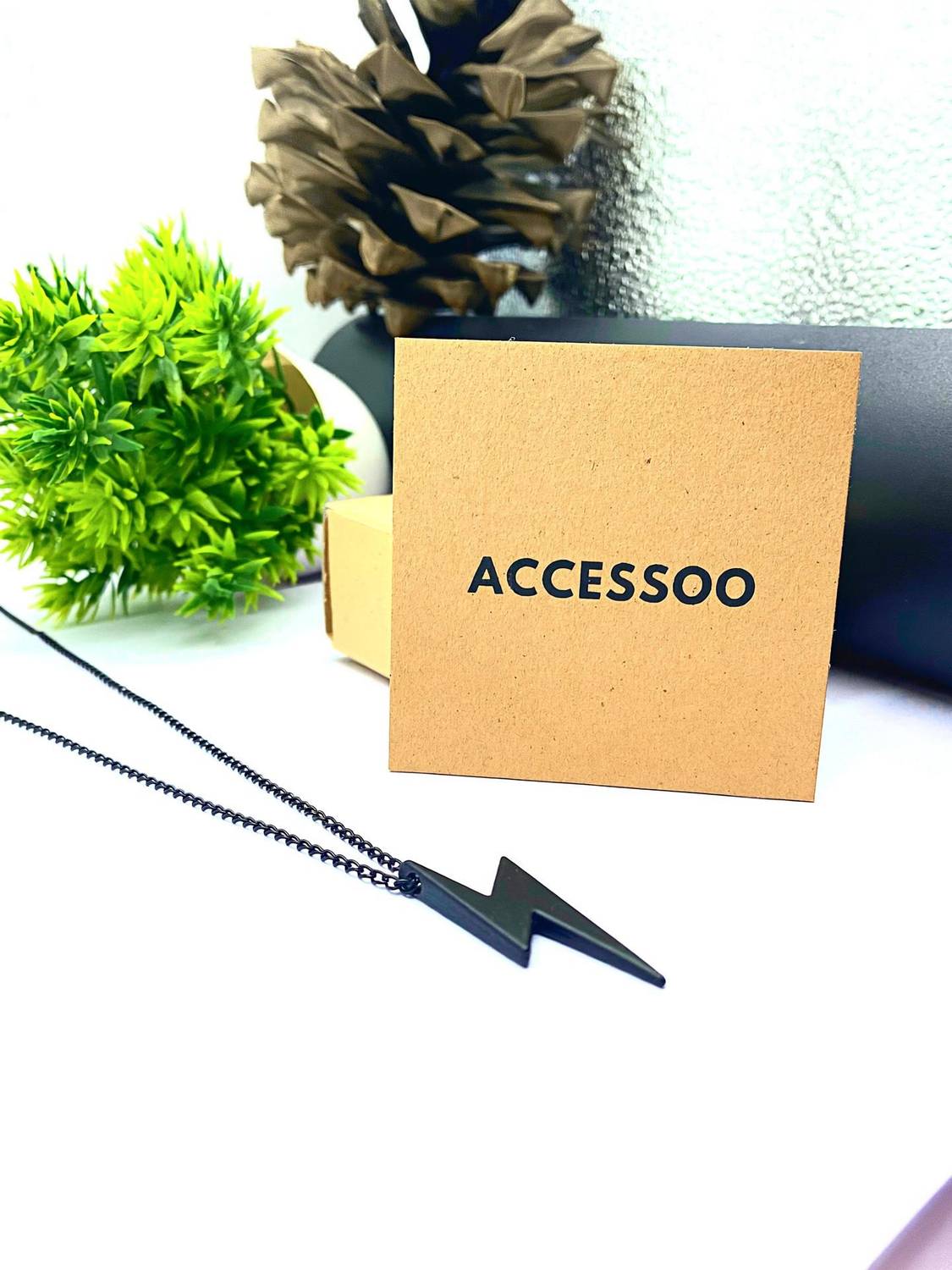 accessoo Buy Matte Black Flash Design Locket for Men and Boys Stainless Steel Pendant