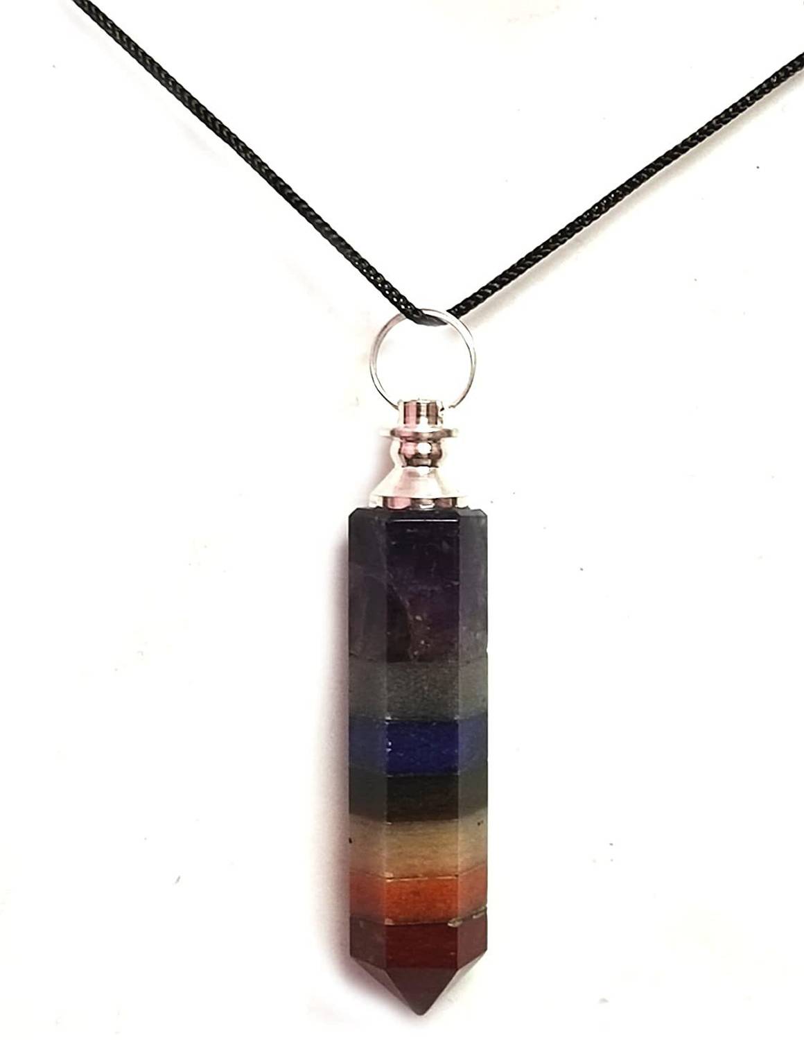 AIR9999 Natural Seven Chakra bonded Pencil pendant For All chakras And Reiki Healing Crystal Crystal Pendant