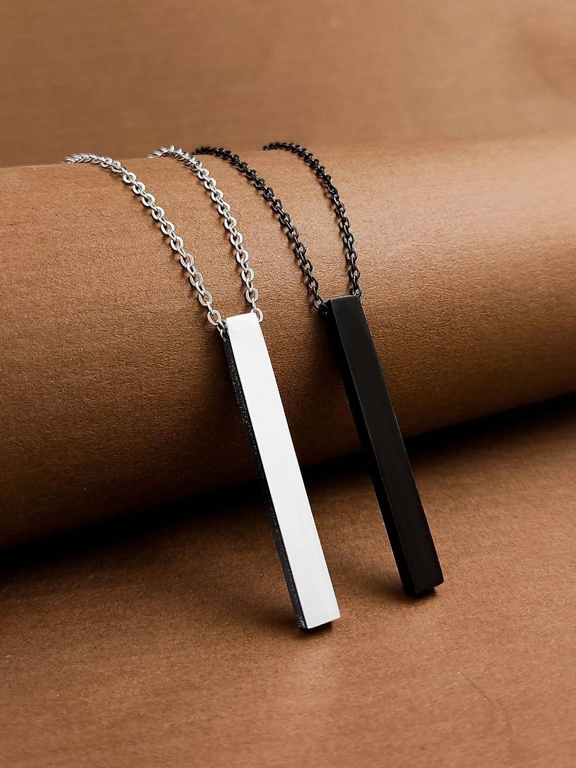 SAIIZEN Silver-Black Stainless Steel Locket Pendant Set - Image 1