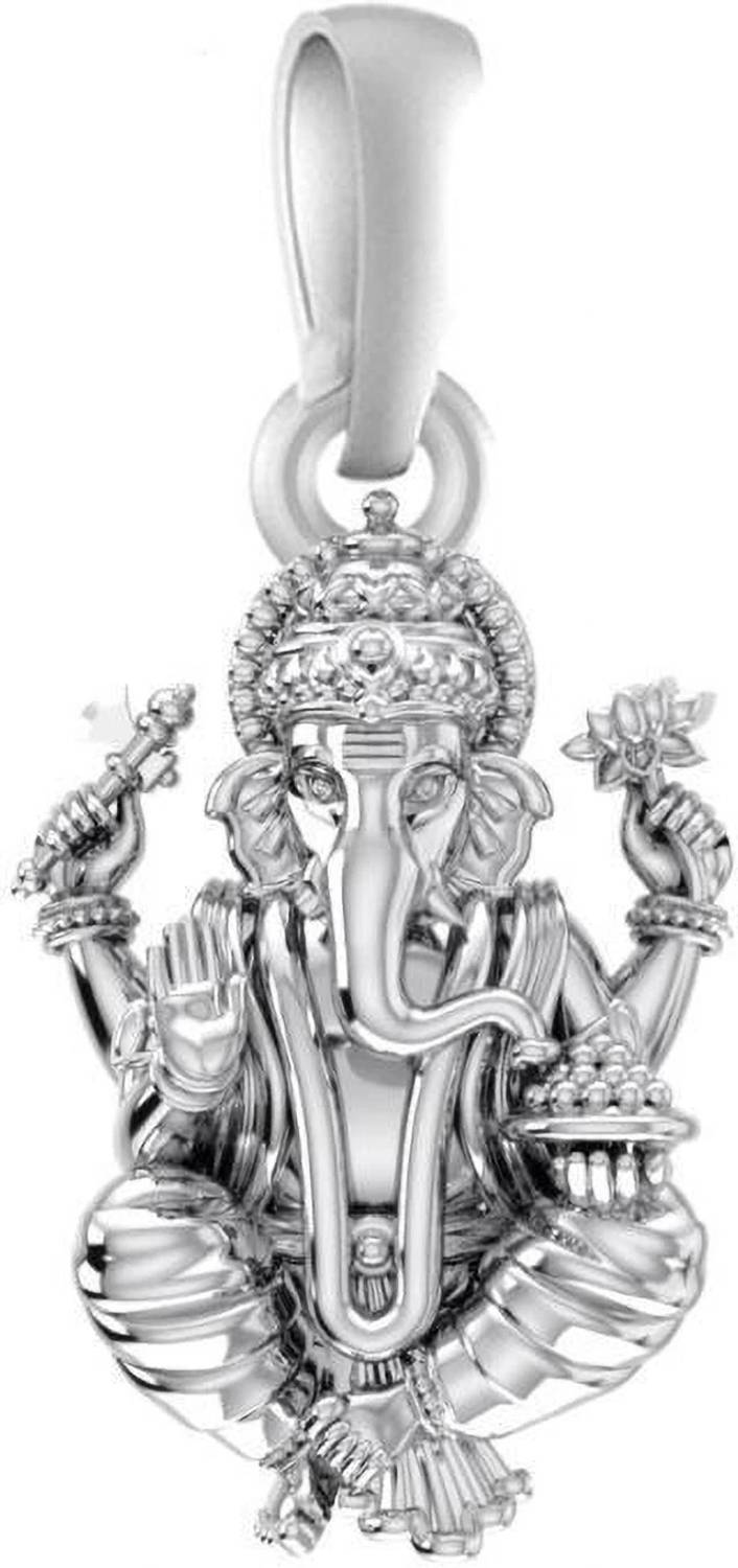 Akshat Sapphire Sterling Silver (92.5% purity) God Ganesh Ji Pendant for Men & Women Pure Silver Lord Ganesh ji Locket for Good Health & Wealth Sterling Silver Locket