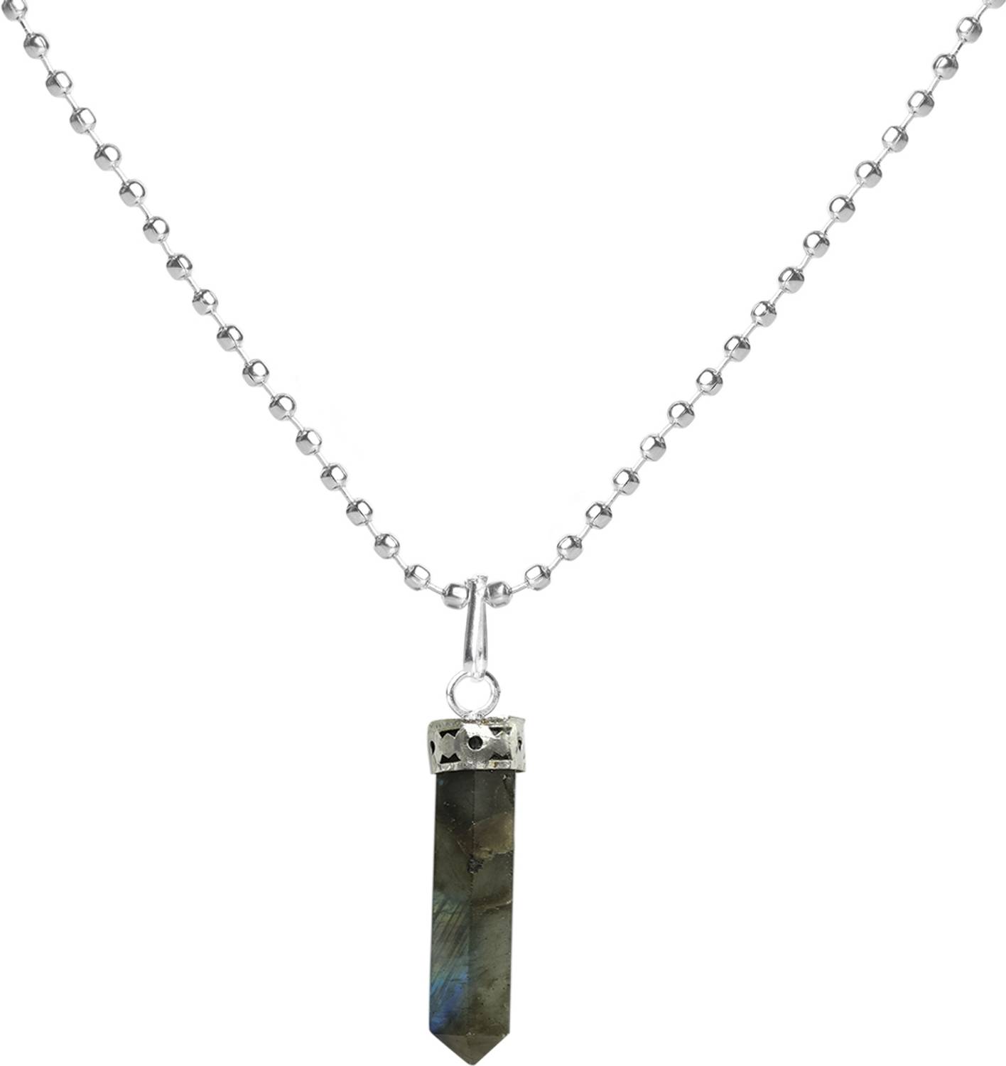 9dzine Labradorite Crystal Pencil Pendant With Chain For Men & Women Crystal Stone Pendant