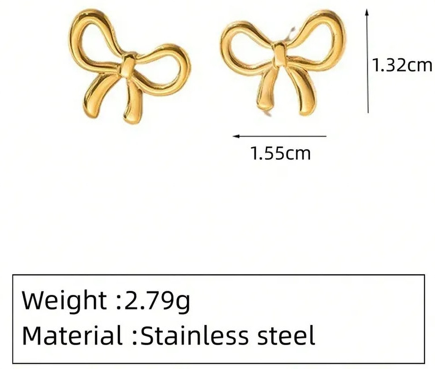 Image of alinora jewels Golden Plated Anti Tarnish Bow Charm 3PC Set Gold-plated Stainless Steel Pendant Set