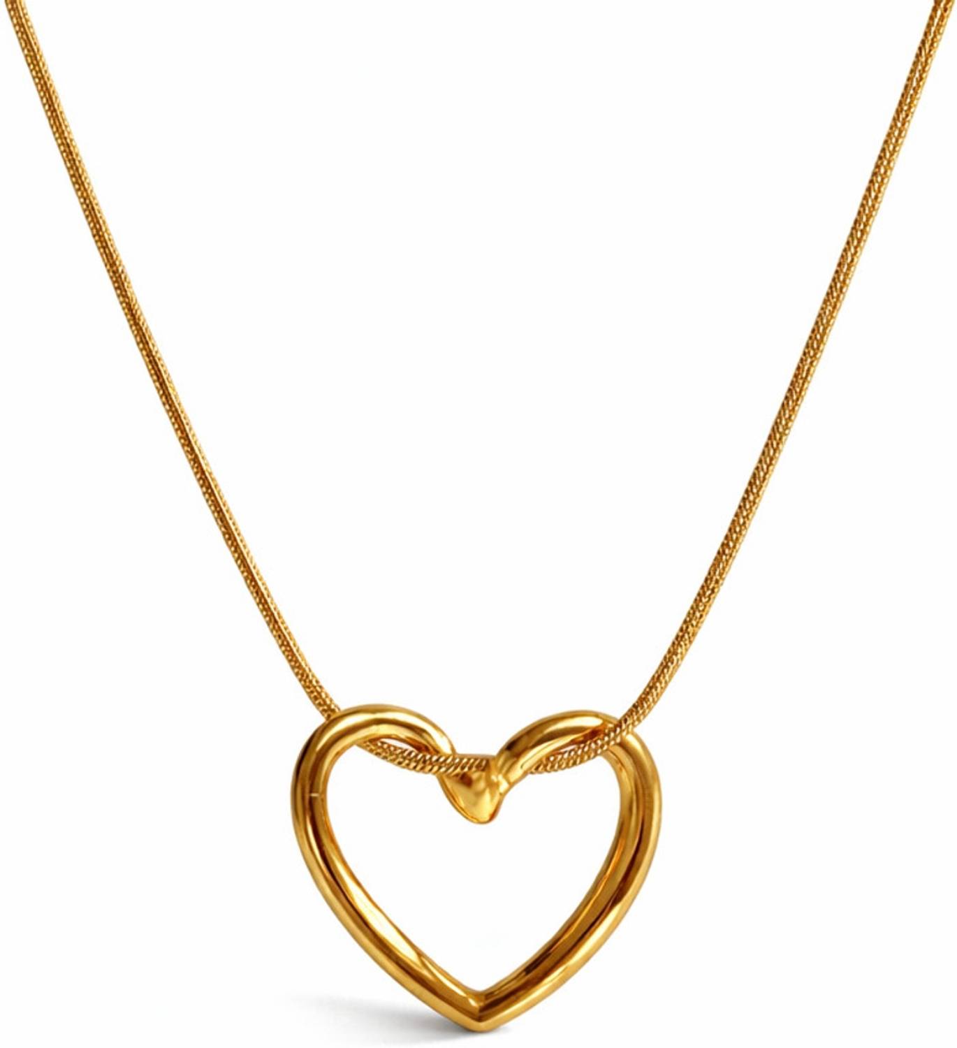 जेवर्ण Gold Open Heart Pendant Necklace - Image 5