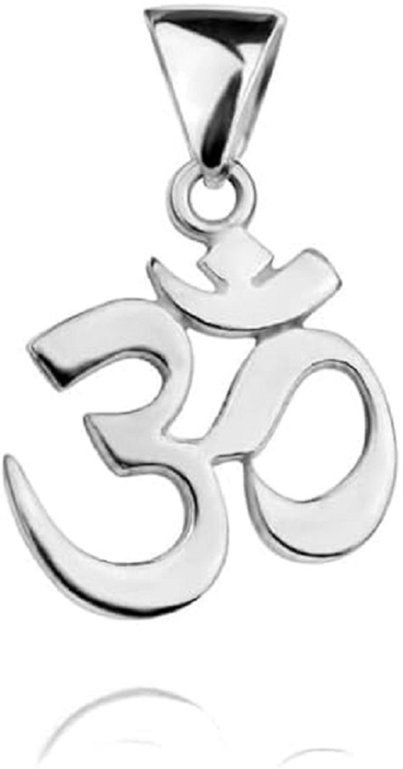 Image of KUSHMIWAL GEMS Om Pendant Locket in Pure 92.5 Sterling Silver For Unisex Adult Silver Sterling Silver Locket
