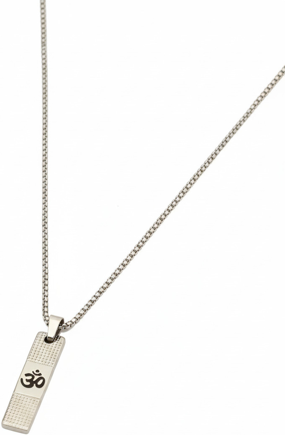 Image of Nikza Exclusive Om Pendant Silver Crystal Sterling Silver Pendant Silver Stainless Steel