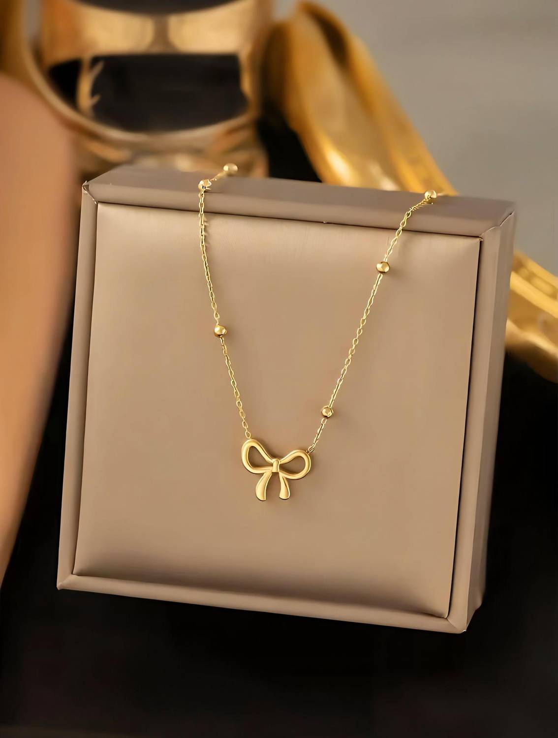 alinora jewels Gold Bow Pendant Necklace - Image 1