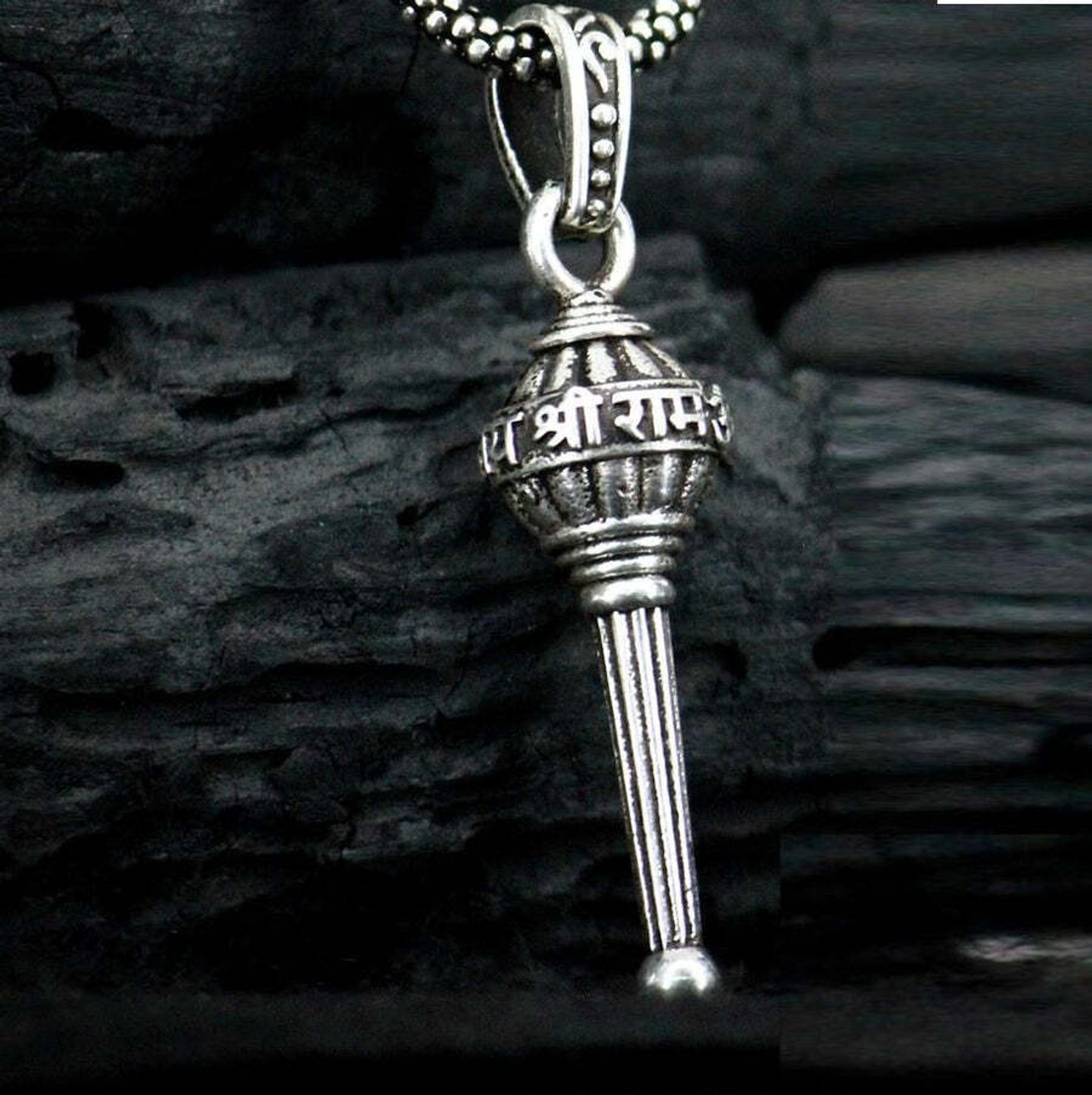 Image of syrma Jai Shree Ram Hanuman Gada Pendant /Locket for Men and Women Silver, Gold-plated Stainless Steel Locket