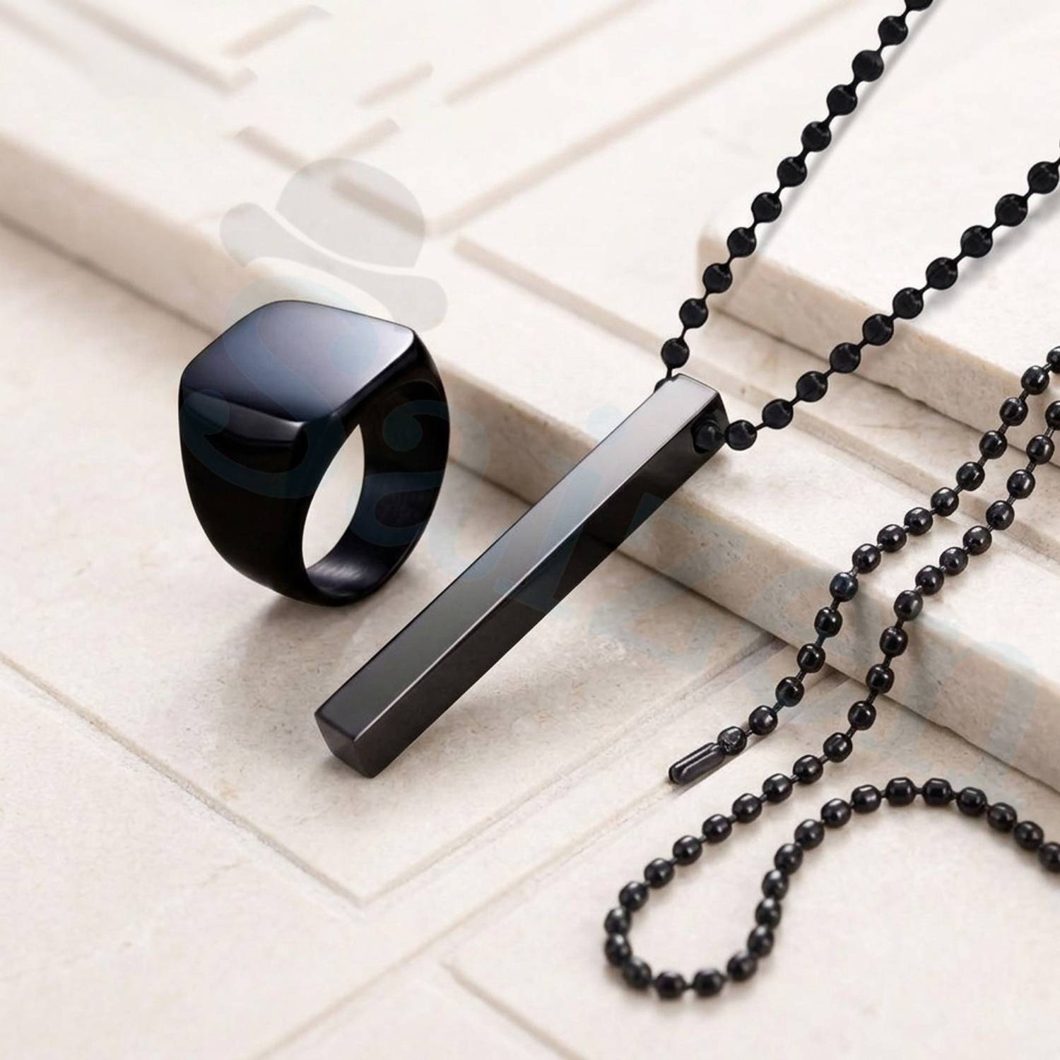 Saizen Midnight Edge Black Pendant & Ring Combo - Image 1