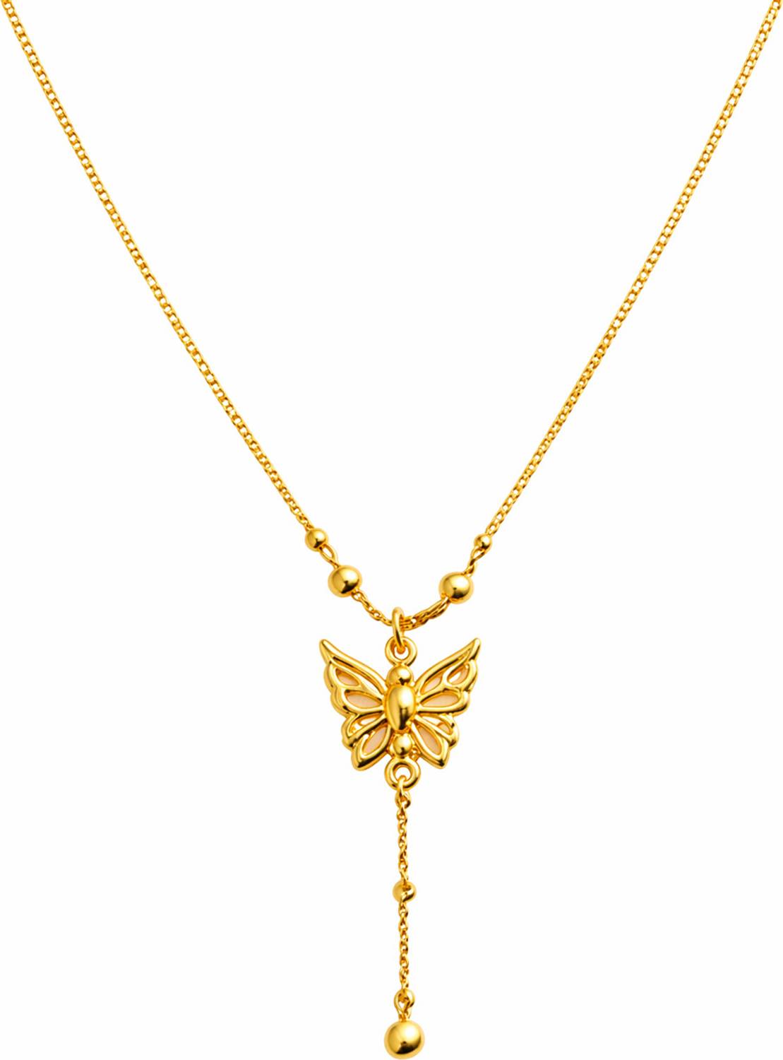AIRYHOMES Butterfly Design Dainty Pendant Necklace Gold-plated Crystal Pendant Set