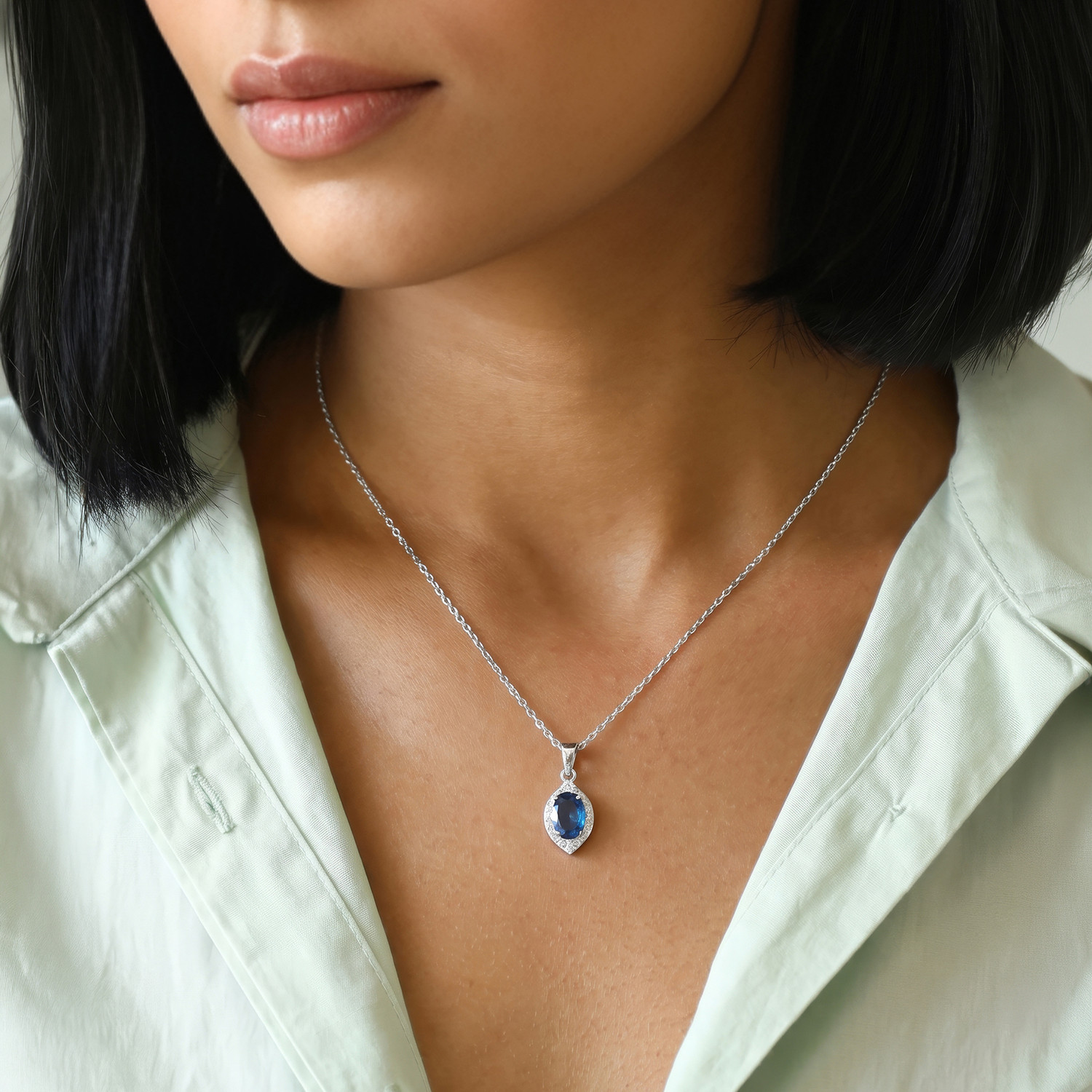 Image of GIVA 925 Silver Cressida Pendant with Link Chain Rhodium Cubic Zirconia Sterling Silver