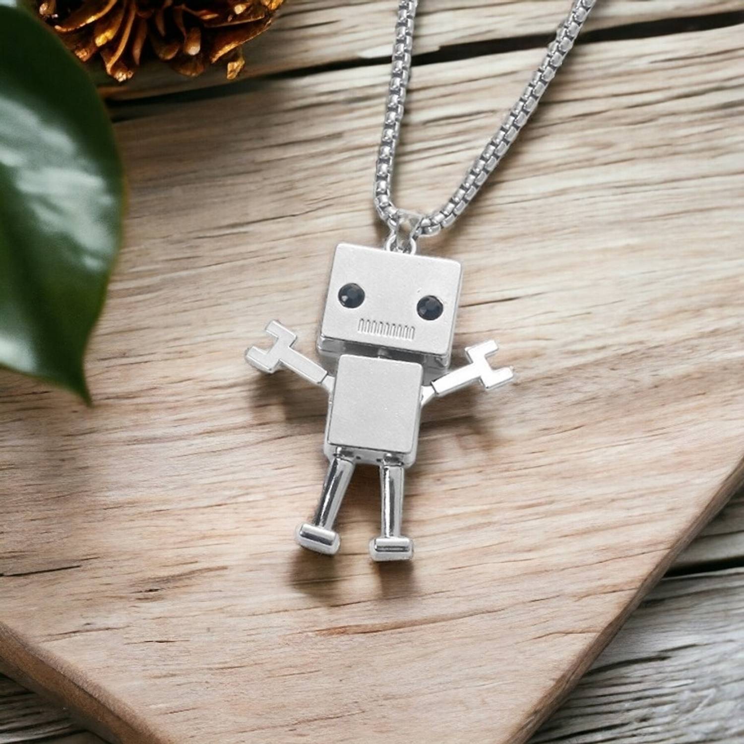 pasu fashion Silver Toned Robot Pendant for Women and Men. Silver Stainless Steel Pendant Set