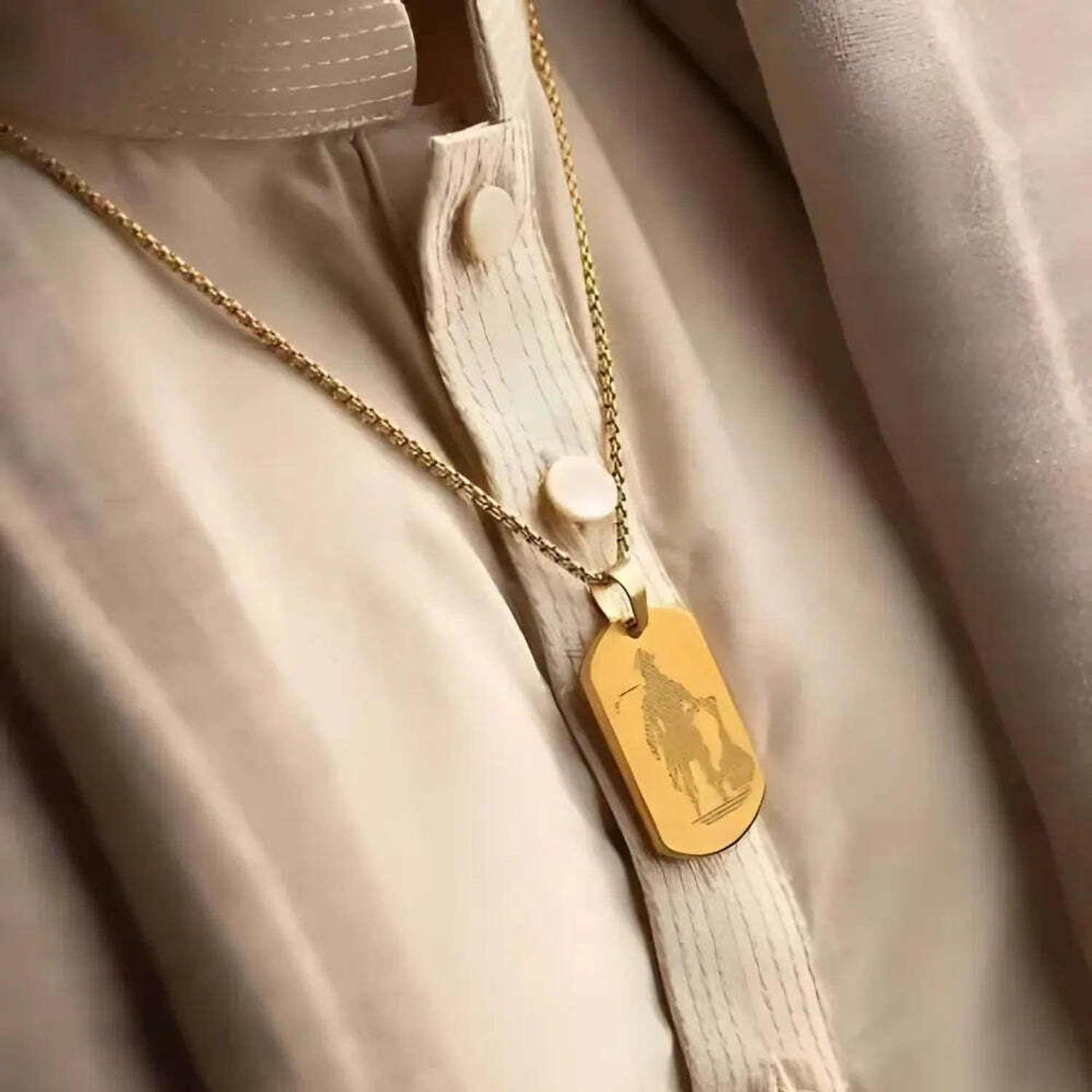Image of RAPPERSSHOP Gold Plated Hanuman Chalisa Pendant Locket with Box Chain Gold-plated Stainless Steel Pendant Set