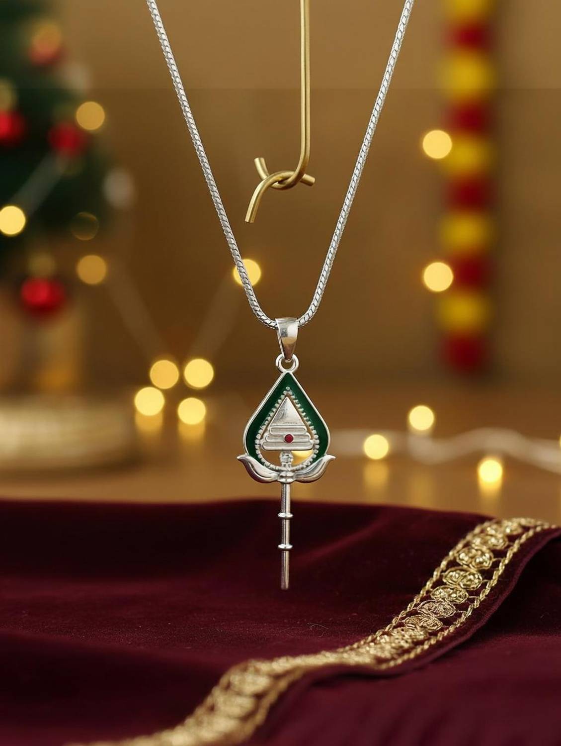 AFH Lord Tripundra Murugan Vel Snake Chain Religious Pendnet for Men and Women Metal Pendant