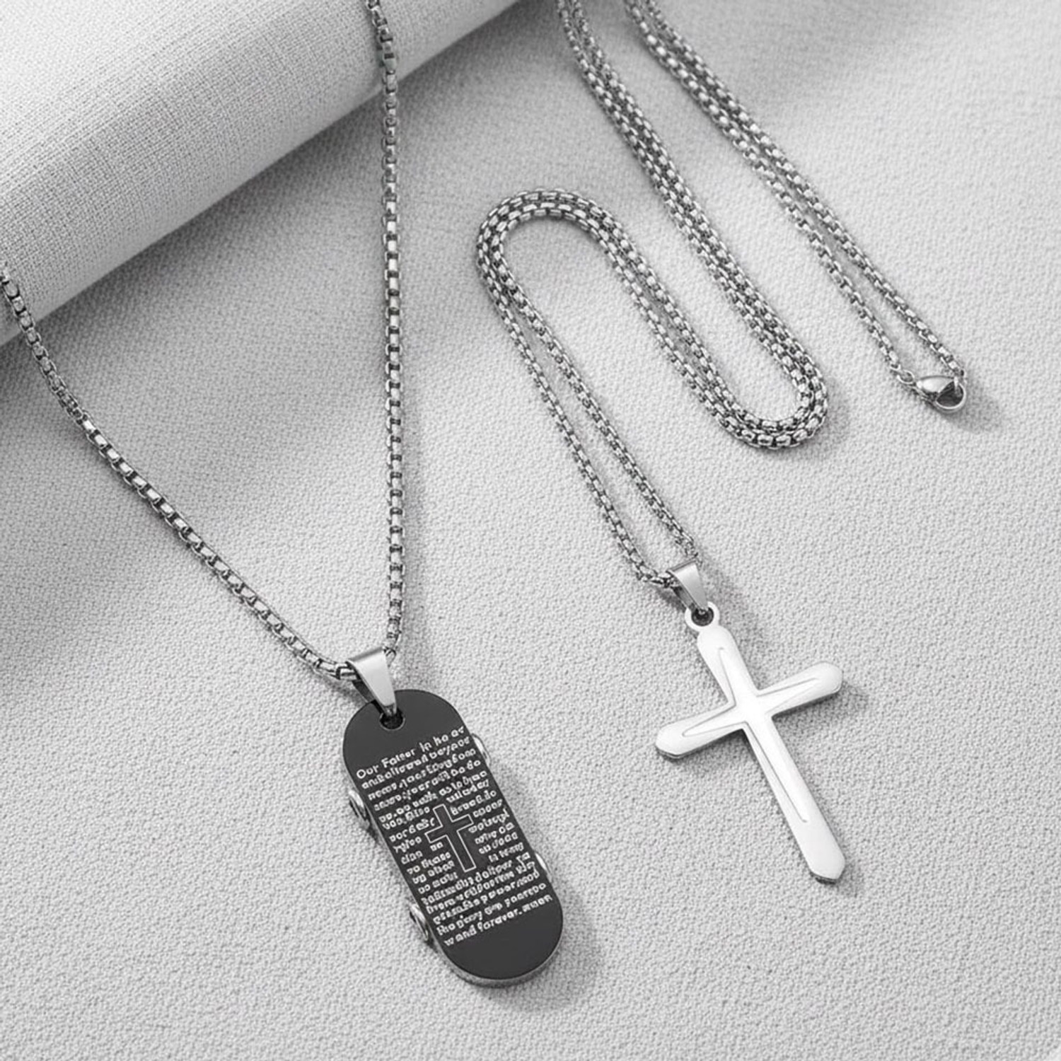 Image of impression Stainless Steel Jesus Christ Crucifix Cross Cutting Christian Pendant Silver Stainless Steel Pendant