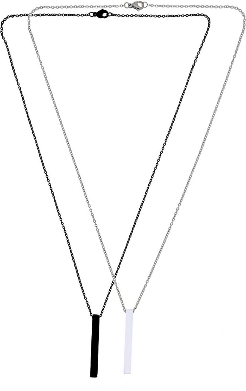 SAIIZEN Silver-Black Stainless Steel Locket Pendant Set - Image 5