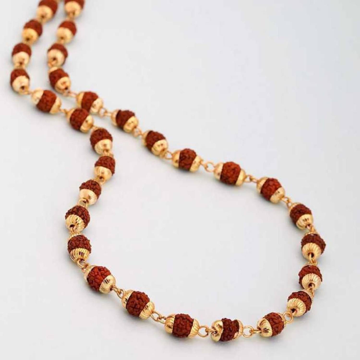 ANVIKA 5 Mukhi Rudraksha Gold Plated Energised Necklace Chain Brass Necklace
