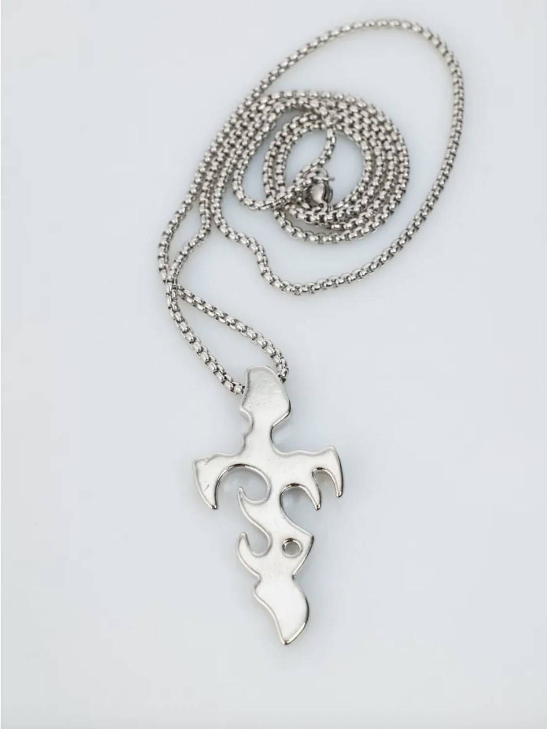KURMASHOP Stainless Steel Flame Sword & Cross Pendant Necklace - Image 5