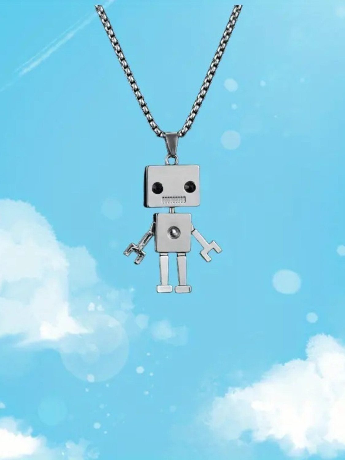 Image of kazare robot locket |men pendant | boys pendant | chain lockets for men Rhodium Alloy Locket Set