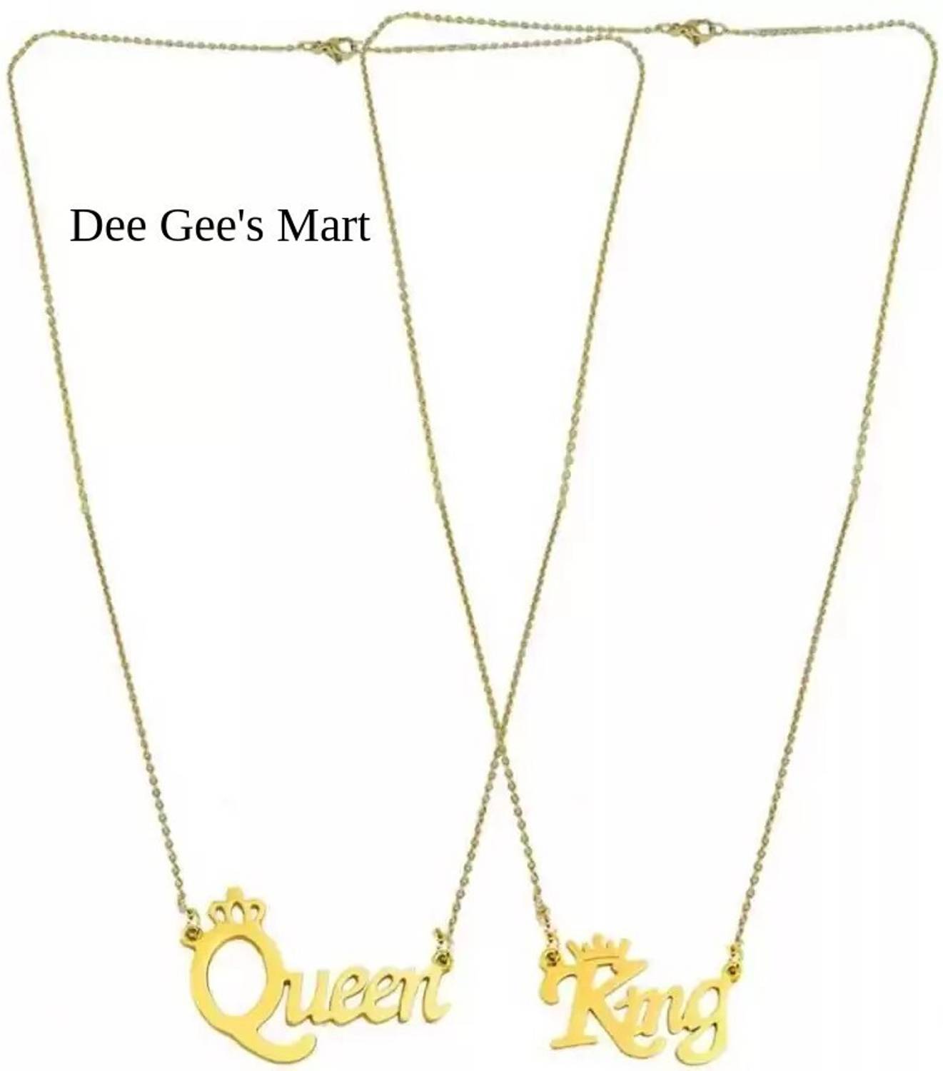 DEE GEE Couple King Queen Letter Locket Stainless Steel Chain - Image 2