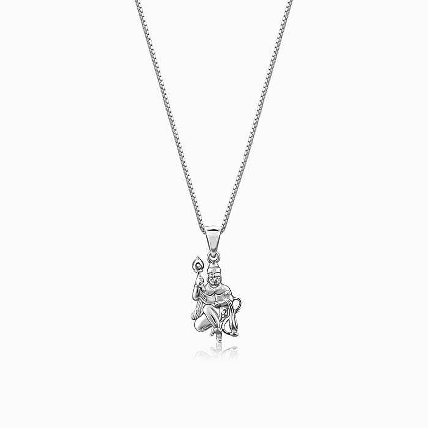 Image of GIVA Silver Anjaneya Pendant With Box Chain For Him Rhodium Silver Pendant