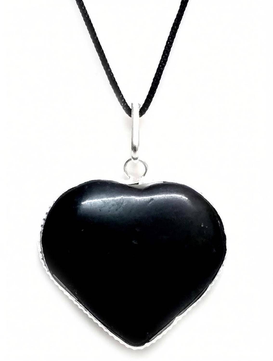 AIR9999 Black Tourmaline Heart Shaped Pendant Tourmaline Crystal Pendant