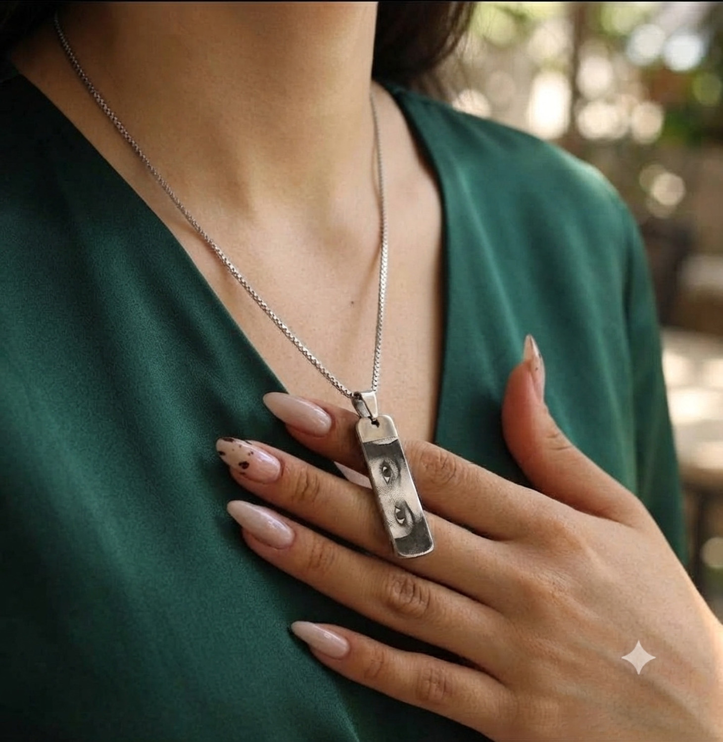 Image of drgiftzone Custom Photo Pendant Silver Stainless Steel Pendant