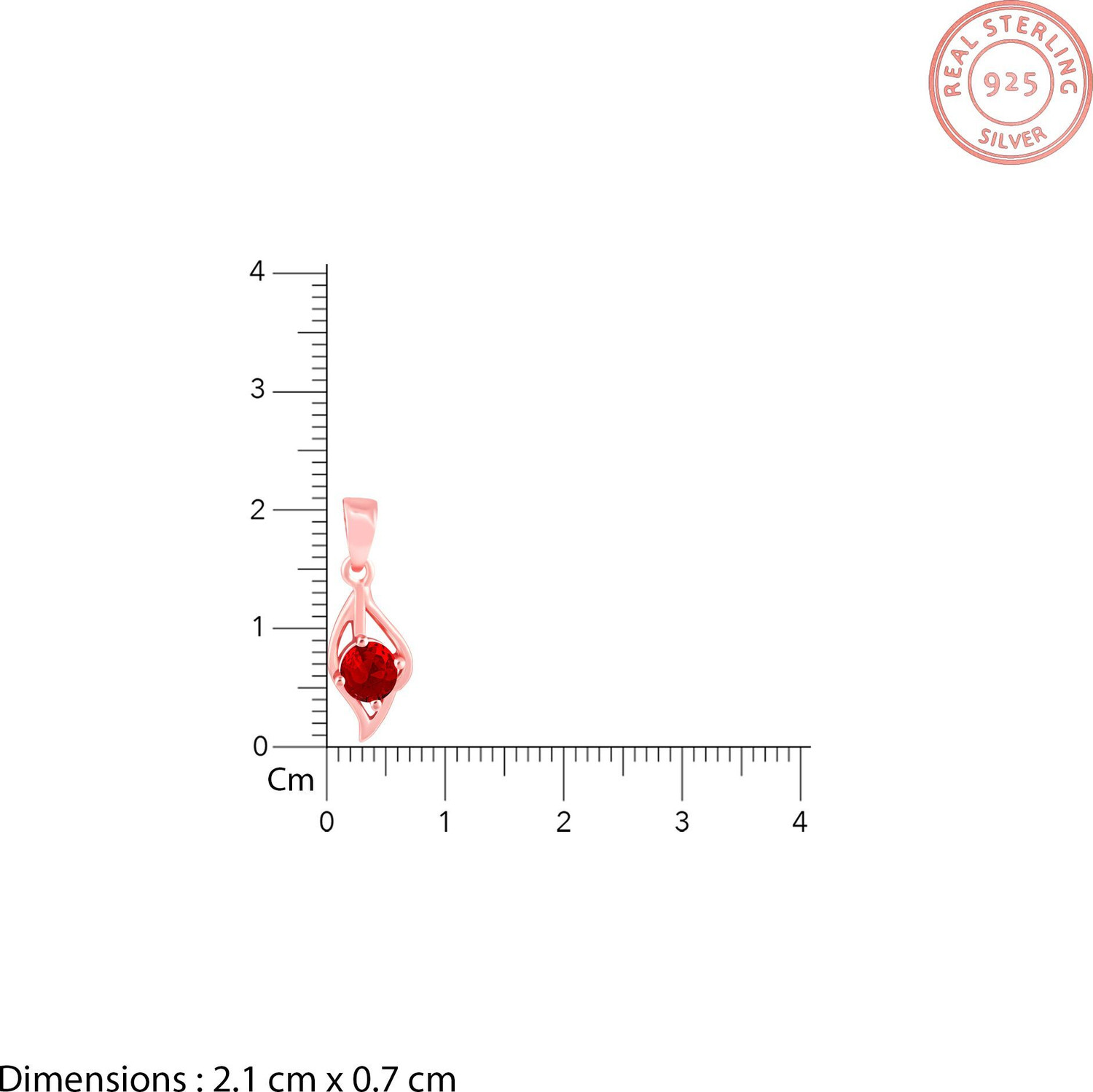Image of GIVA 925 Silver Rose Gold Dew in Red Pendant |Lifetime Plating|6 Month Warranty Rhodium Zircon Silver Pendant