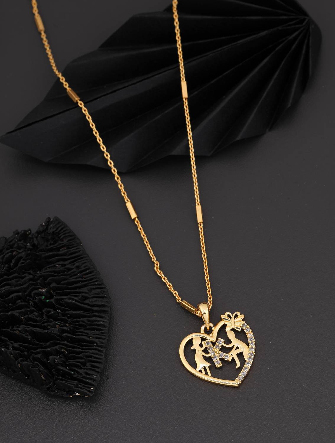 BOGHRA SALES Alphabet K Letter Gold-plated Diamond Alloy Pendant Chain For Girls,Women Gold-plated Cubic Zirconia Alloy Pendant