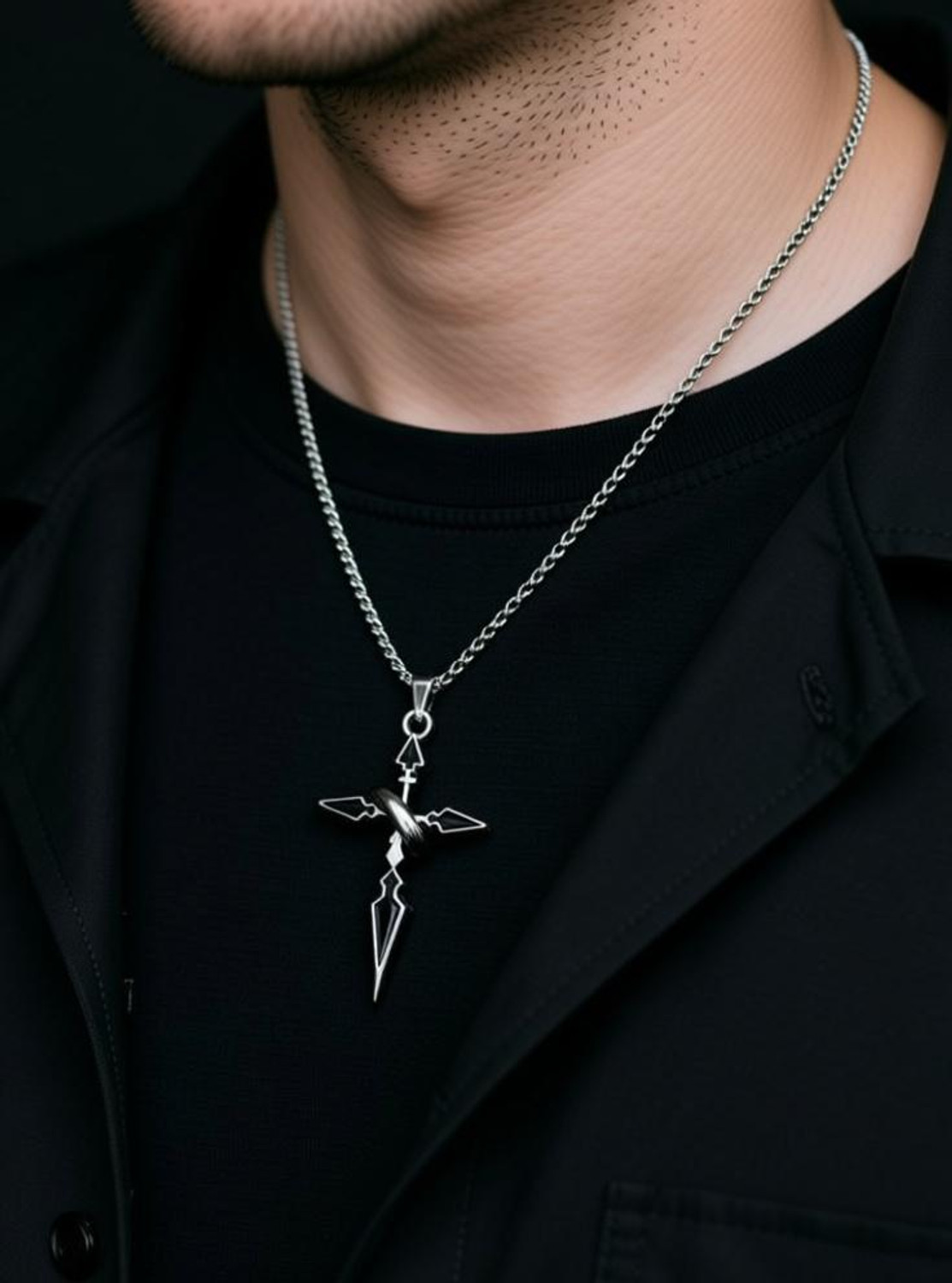 Image of kazare Cross Pendent | Pendent For Men | Boys Chain Locket | Lockets For Men Rhodium Alloy